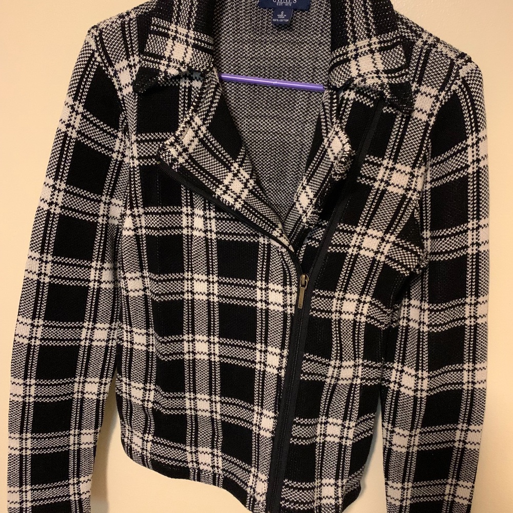 Never worn Chaps plaid offset zipper jacket